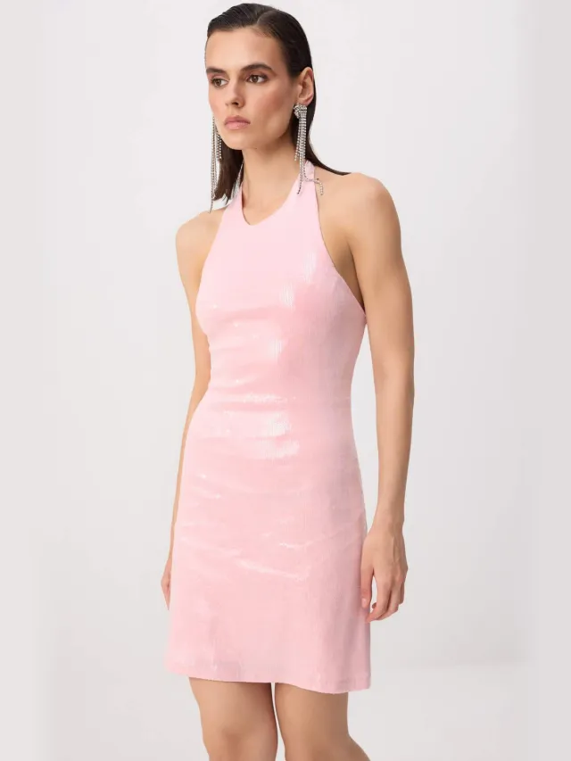 Trendyol TRENDYOLMİLLA Dames Roze Effen Kort / Mini Mouwloos Bodycon Jurken