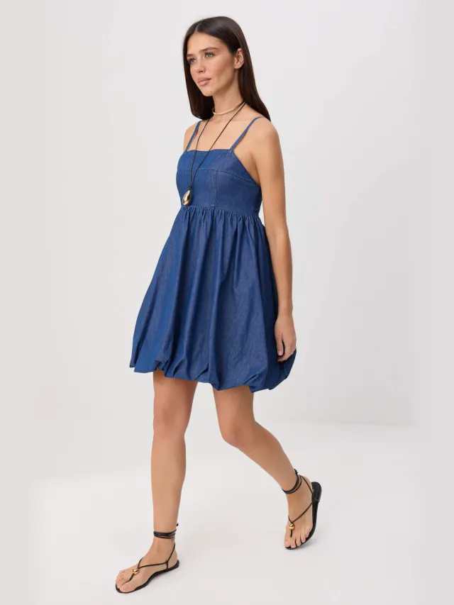 Trendyol TRENDYOLMİLLA Dames Blauw Effen Maxi Mouwloos A-lijn Jurken