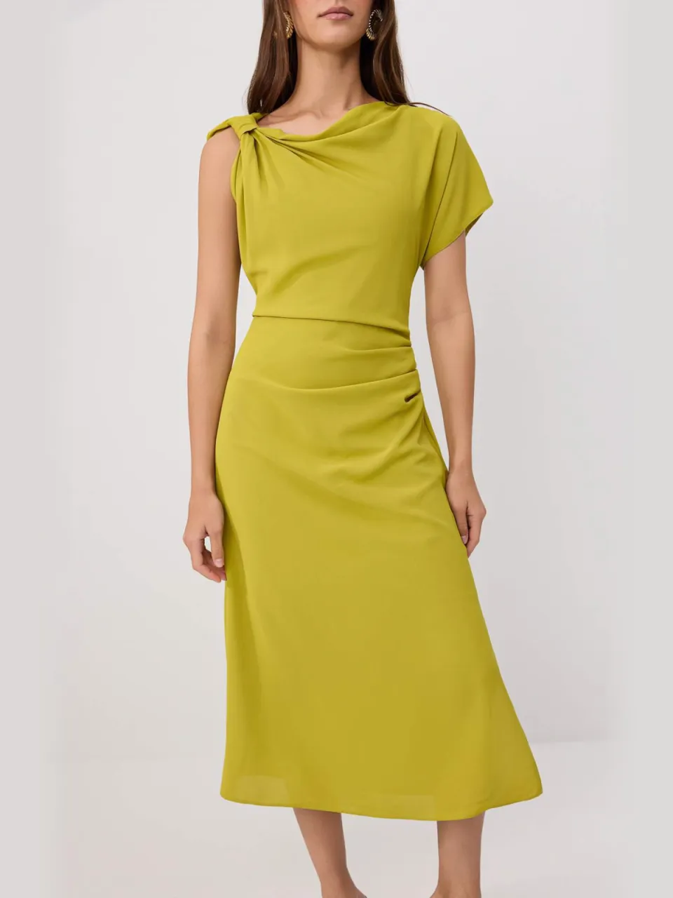 Trendyol TRENDYOLMİLLA Dames Groen Effen Midi Kort Bodycon Jurken, foto 2