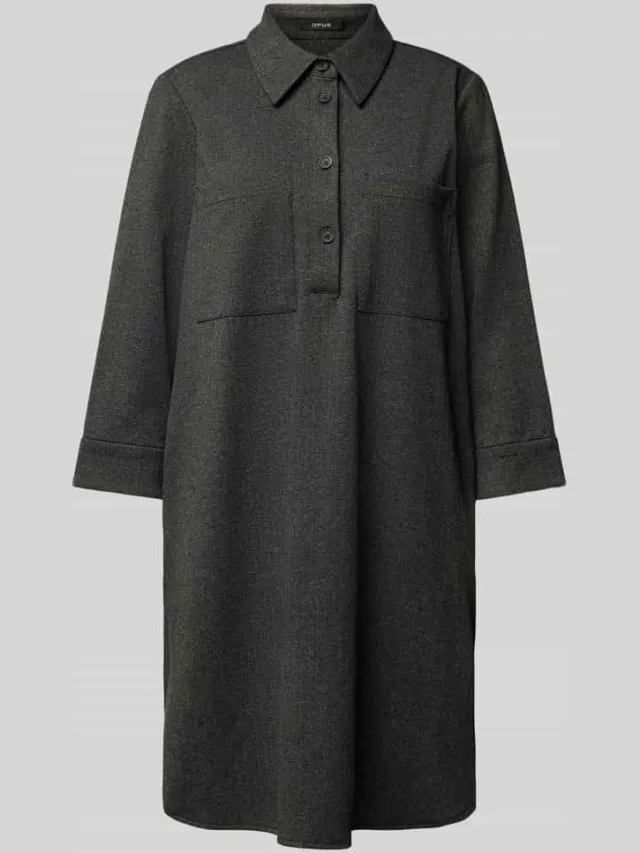 Opus Knielange jurk met platte kraag, model 'Wenso' zwart, foto 2