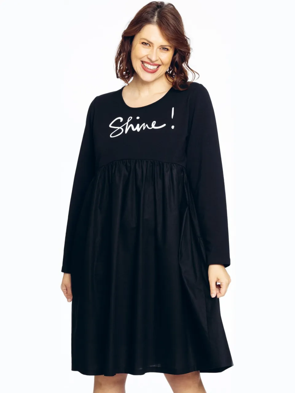 Yoek Sweater-jurk SHINE | Zwart