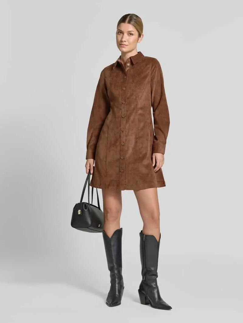 Vero Moda A-lijn vrijetijdsjurk in corduroy look model 'SANNE' middenbruin, foto 3