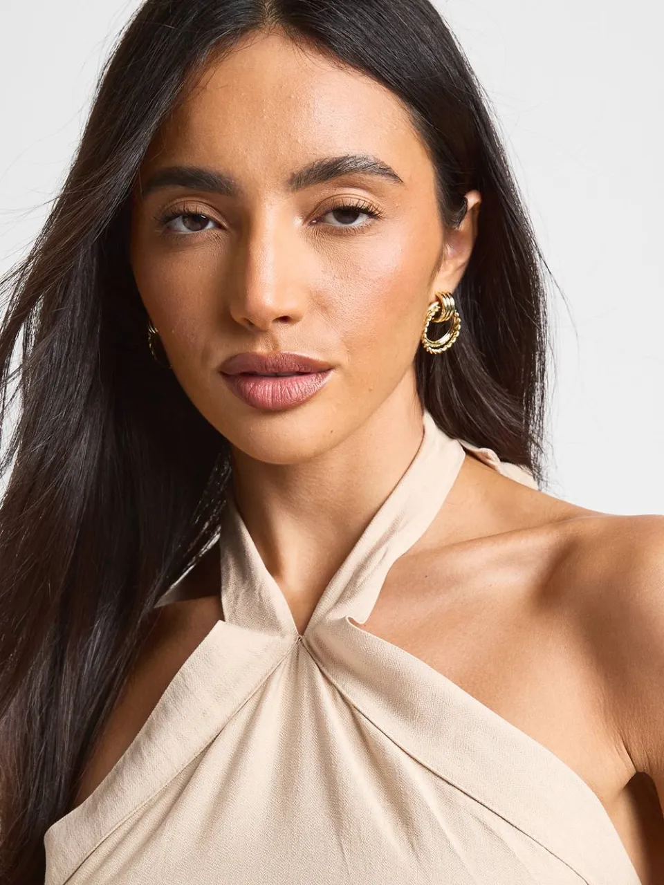 boohoo Dames Getextureerde Geweven Maxi-jurk Met Gekruiste Halternek steen, foto 3
