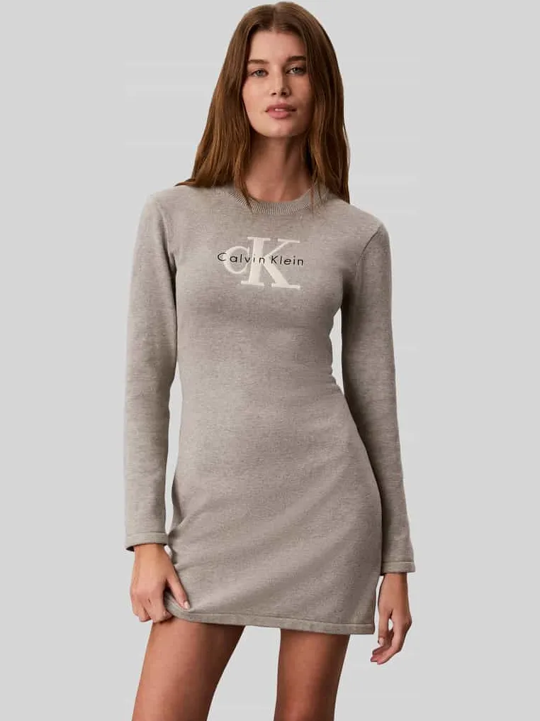 Calvin Klein Slim fit vrijetijdsjurk van puur katoen Middengrijs gemêleerd