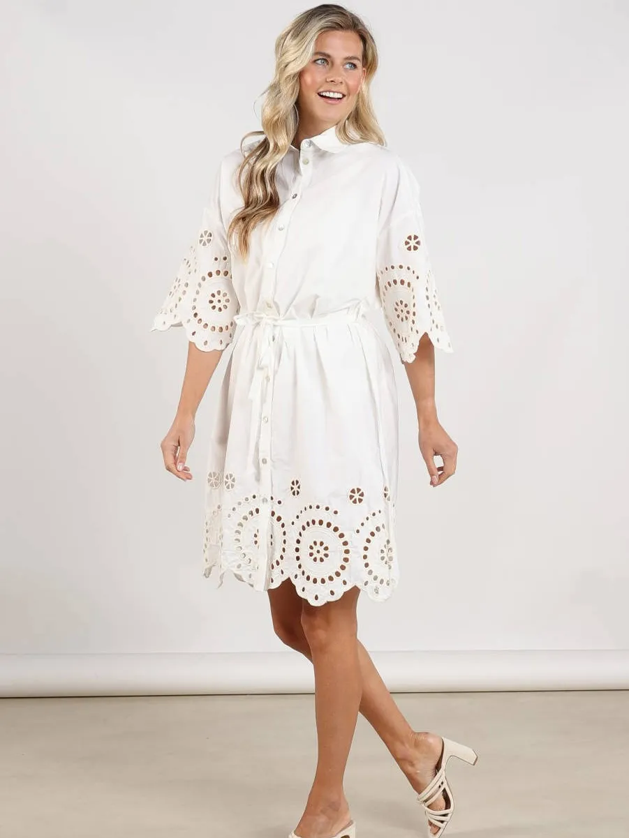 NUKUS mini jurk broderie ecru, foto 5