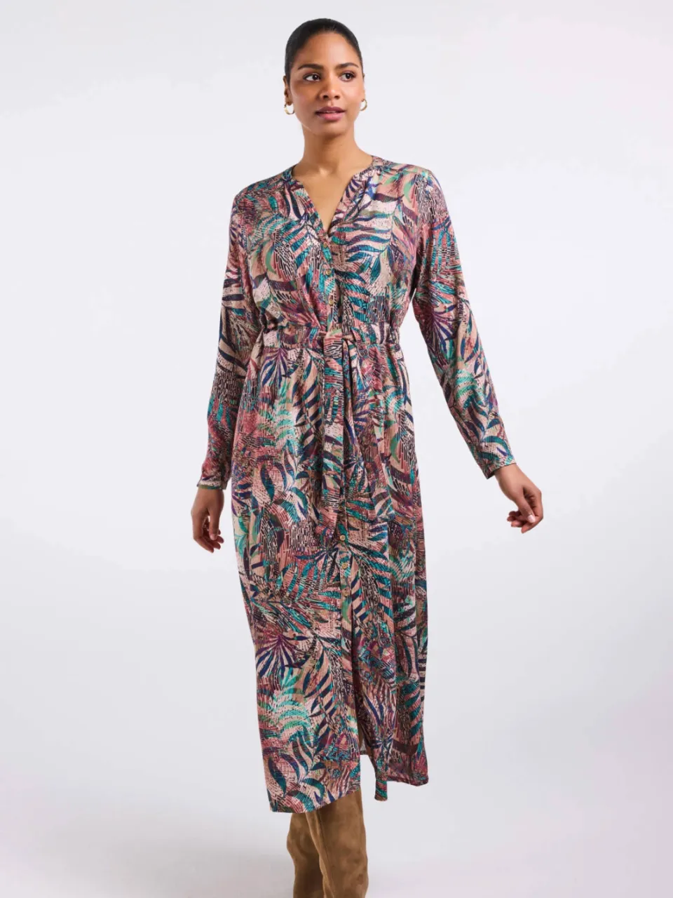 Didi maxi jurk met ceintuur en print - meerkleurig Multi