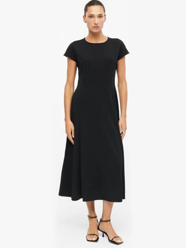S.Oliver female - Midi-jurk met naadjes en steekzakken zwart