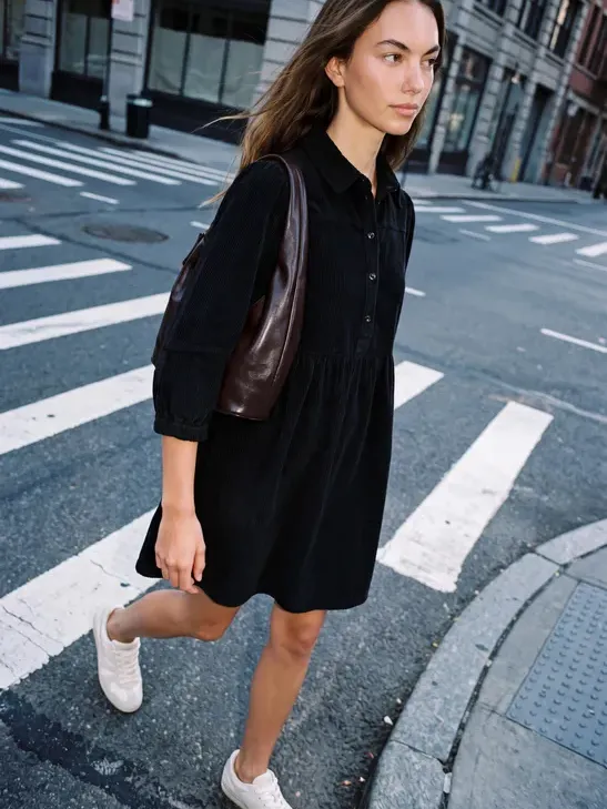 Street One Studio Knielange jurk van ribstof in een effen kleur Grijs