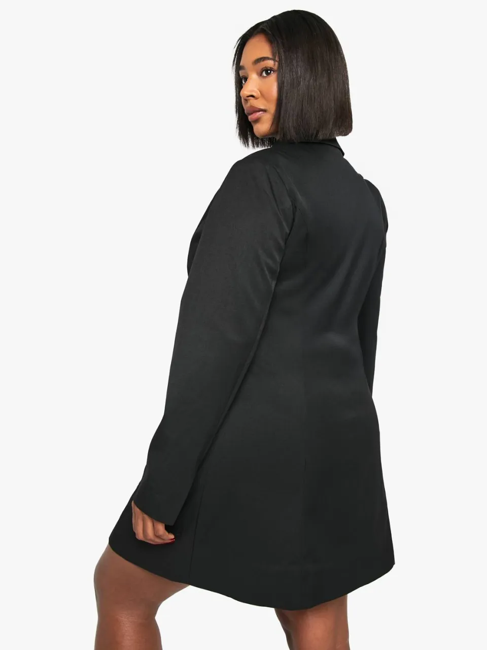 boohoo Dames Plus Button Down Kraag Getailleerde Jurk zwart, foto 2