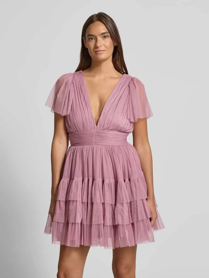Lace & Beads Cocktailjurk met diepe V-hals Rosé