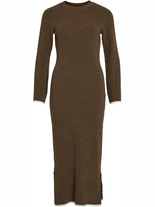 Vila VIKERRY O-NECK L/S KNIT MAXI DRESS-NOOS - Dames - Maxi jurken Coffee Bean