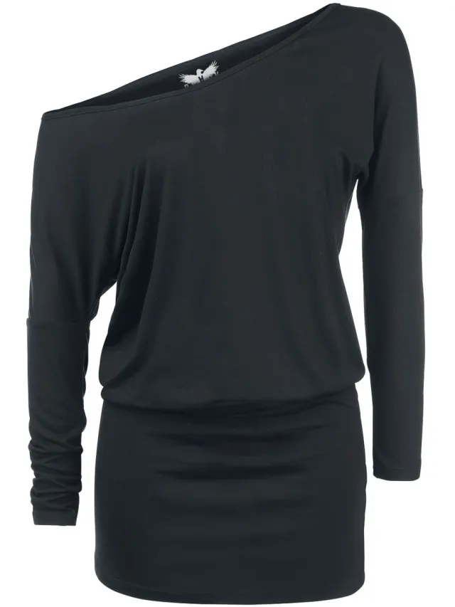 Black Premium by EMP zwarte aansluitende jerseyjurk met boothals - Dames
