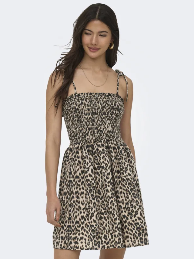 Only mini jurk met panterprint zwart zwart / bruin