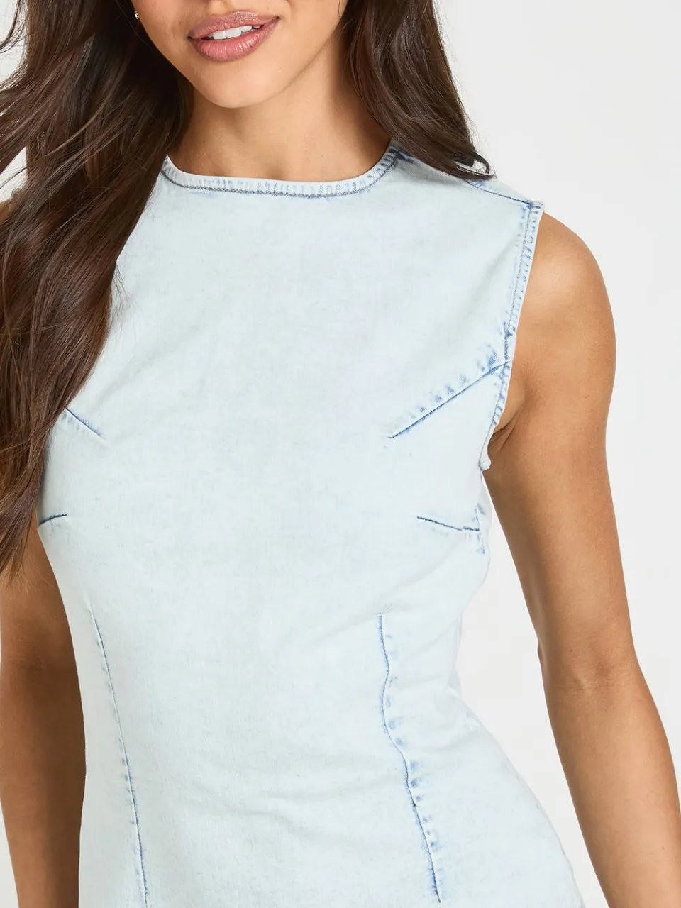 boohoo Dames Basic Denim Rechte Jurk, foto 4