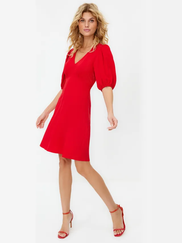 Trendyol TRENDYOLMİLLA Dames Rood Effen Kort / Mini Kort Casual A-lijn Jurken