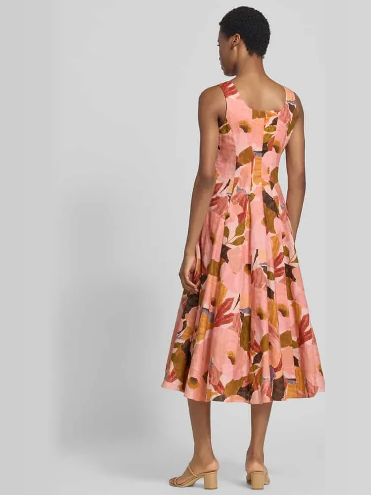 Ted Baker Midi-jurk van linnenmix model 'Shivana' koraal, foto 3