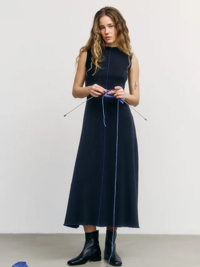 Rotholz dames vegan Jurk Pin Tucked Zwart