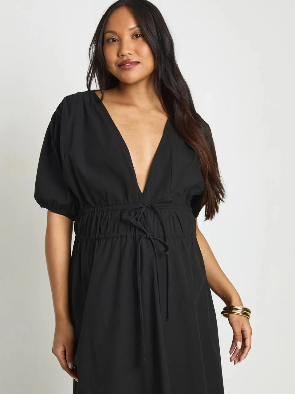 boohoo Dames Zwangerschaps Geplooide Maxi Jurk Met Strikdetail Aan De Voorkant zwart, foto 4