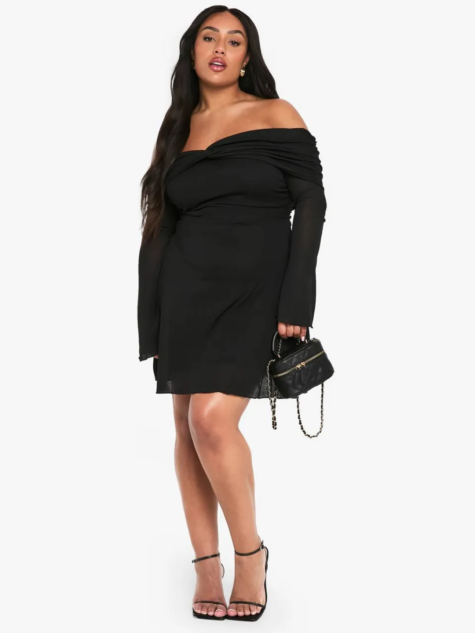 boohoo Dames Plus Twist Detail Geruched Skater Jurk zwart, foto 2