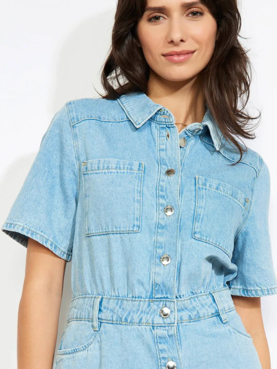 LOLALIZA denim blousejurk light blue denim, foto 6