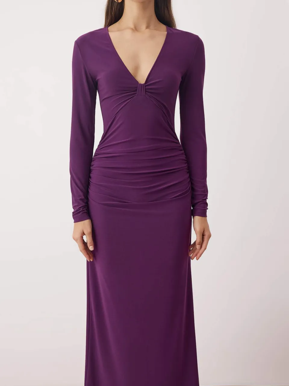 Trendyol TRENDYOLMİLLA Dames Paars Effen Maxi Lang Stijlvol/Avond Bodycon Jurken, foto 2