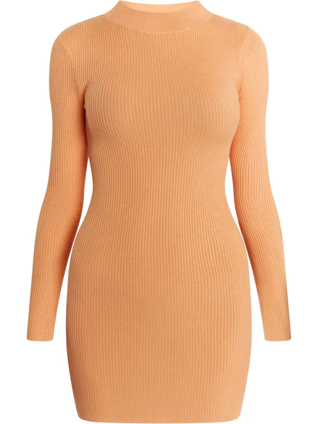 MyMo Mini-gebreide jurk oranje