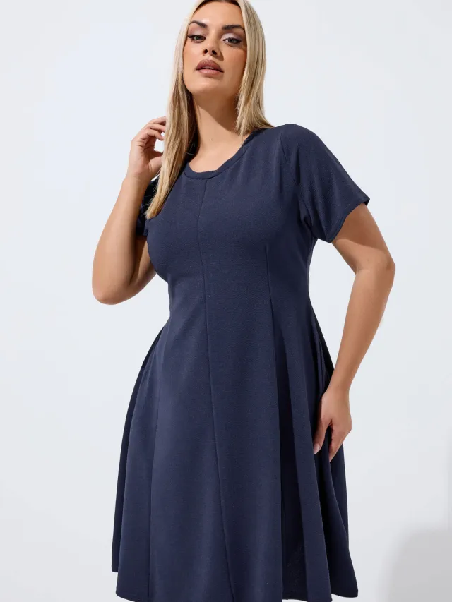 Limited Collection Marineblauwe Skaterjurk Met Plooien-52 Blue