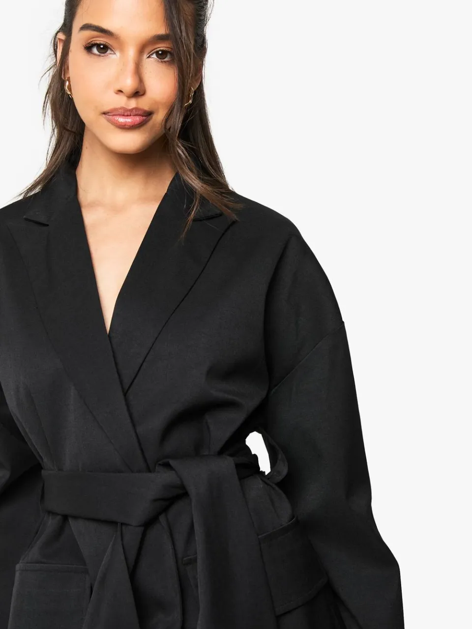 boohoo Dames Op Maat Gemaakte Oversized Wrap Blazer Jurk zwart, foto 3