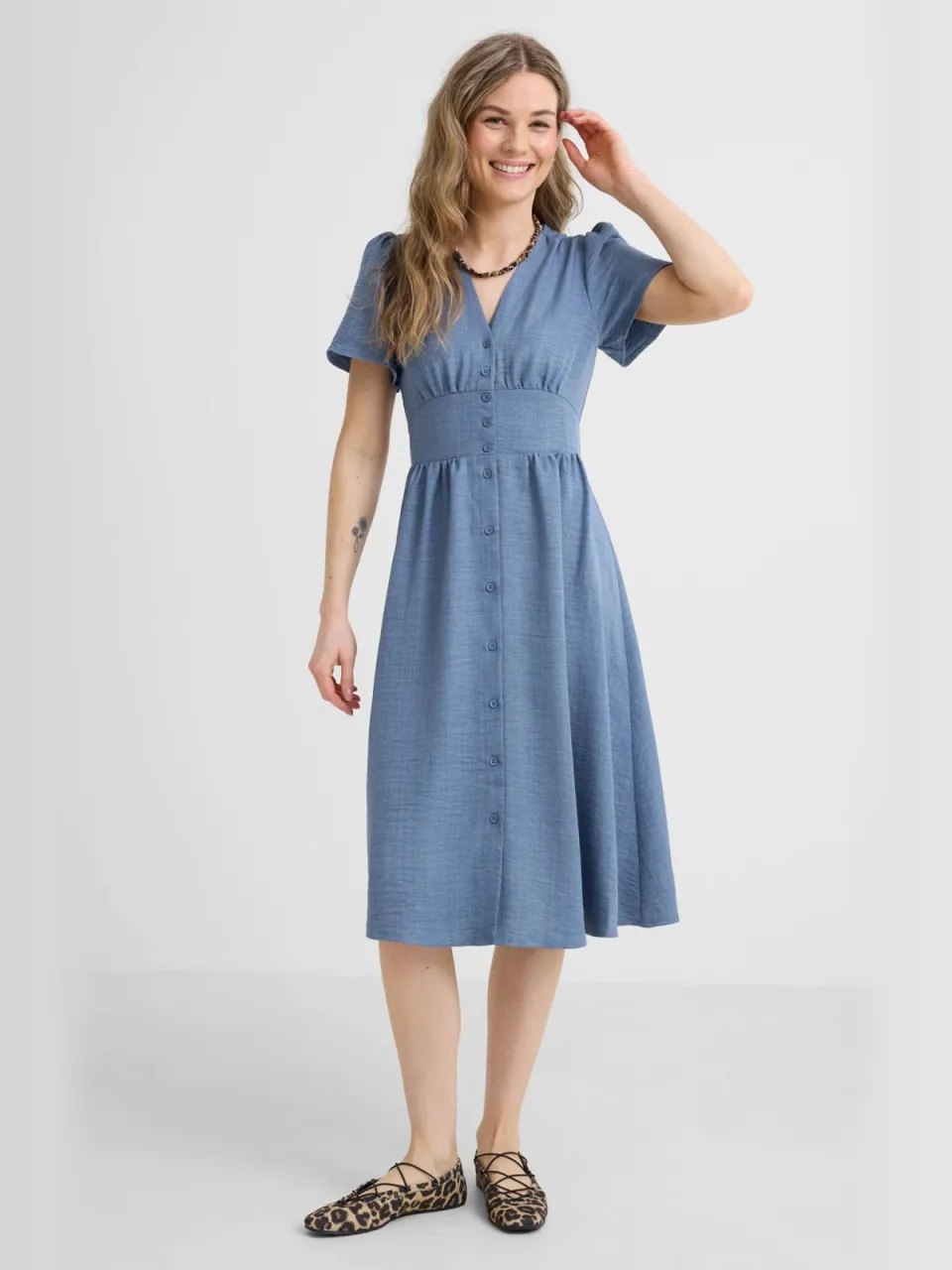Anytime midi jurk blauw
