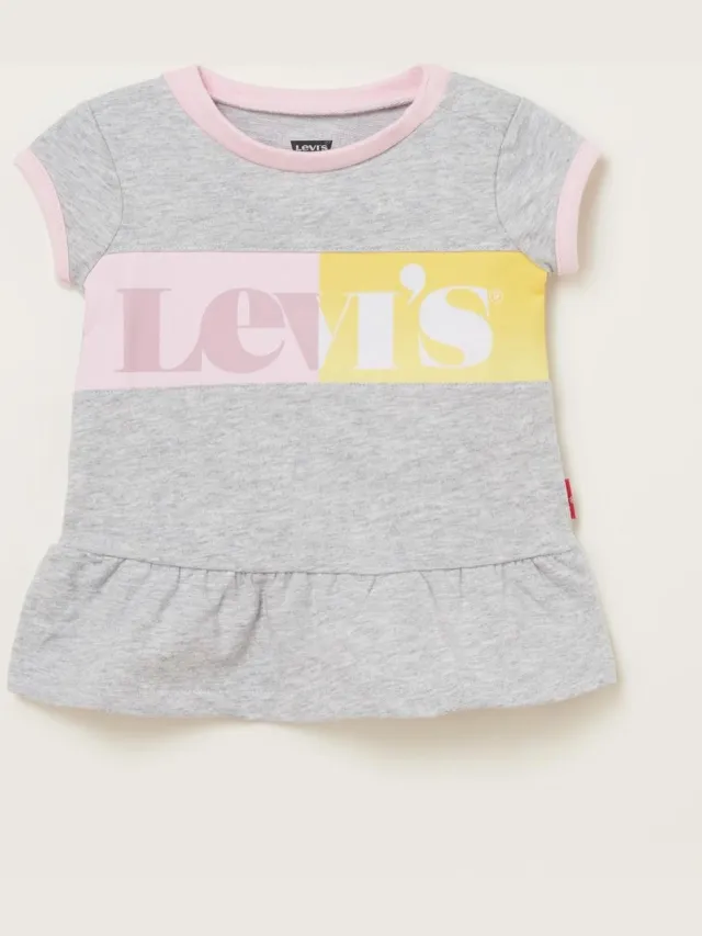 Levi's Jurk met volant en logoprint - Grijs