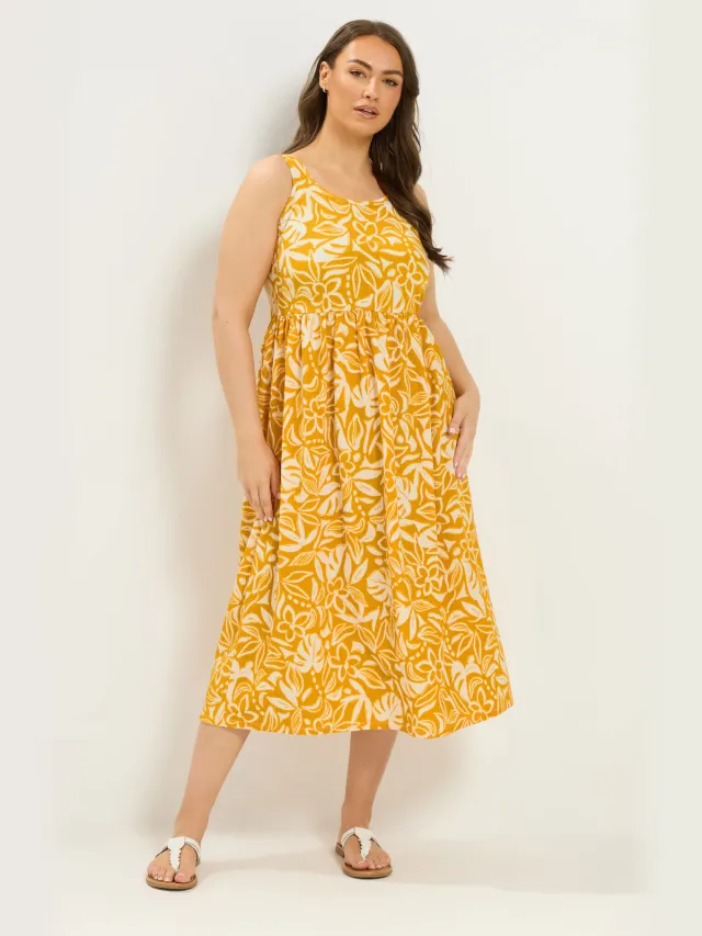Yours Gele Mouwloze Maxijurk Yellow