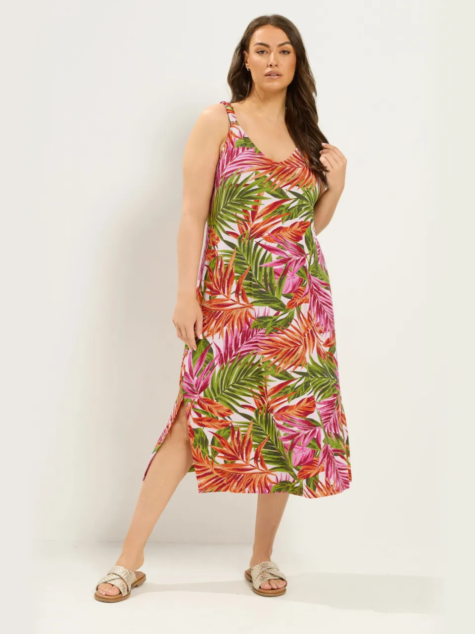 Yours Roze Mouwloze Maxijurk-52 Pink