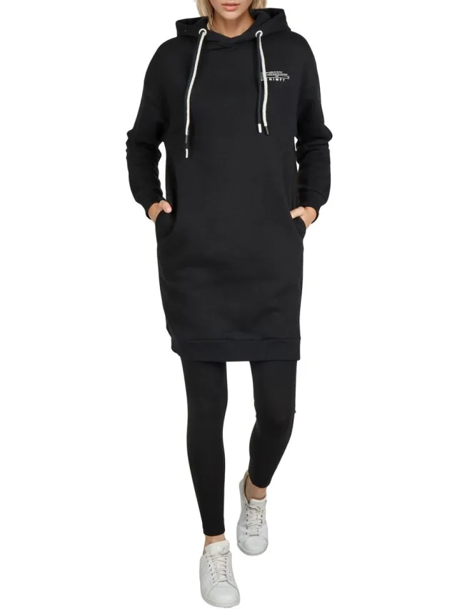 DENIMFY Dames Sweatshirt DFAnna bequem Zwart XXL Volwassenen Sweatjurk - Truijurk Black (64000)