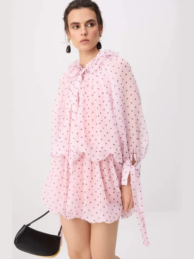 Trendyol TRENDYOLMİLLA Dames Roze Etnisch patroon Kort / Mini Lang Skater Jurken