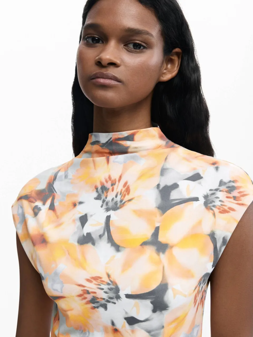 Desigual gebloemde midi jurk oranje, foto 3