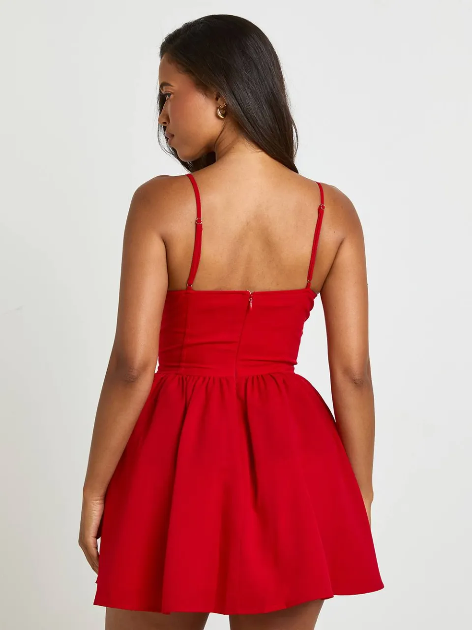 boohoo Dames Mini Jurk Met Corsetdetail En Kanten Zoom rood, foto 2