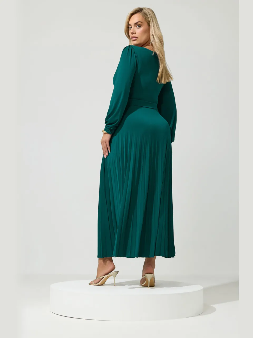 Yours London Groene Maxijurk Met Lange Mouwen En Knoopdetails, foto 3