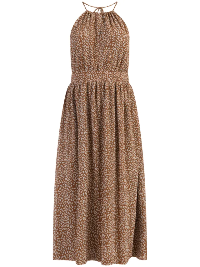 Faina Midi-jurk van chiffon Dames Kameel Wit, foto 2