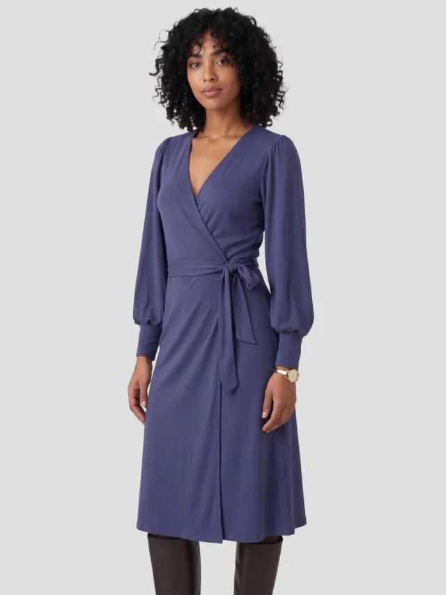 Ruby midi overslagjurk donkerblauw