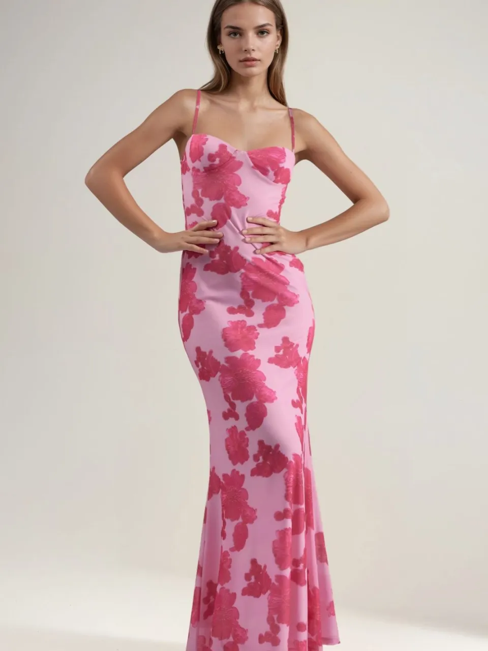 Hiccup Maxi-jurk met Hartkraag en Bloemenprint roze, foto 2