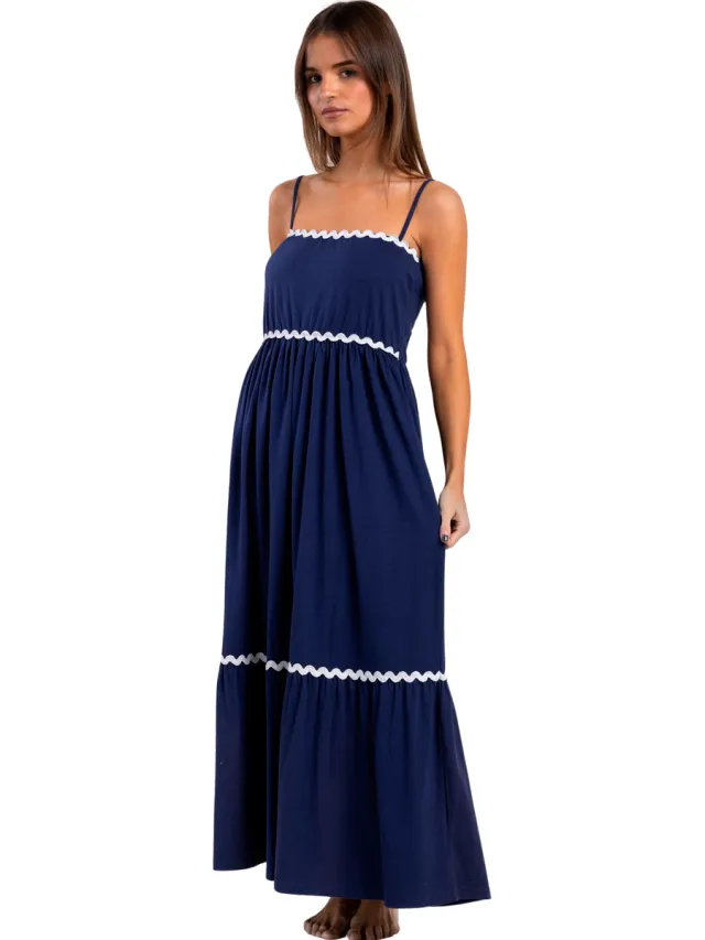 Admas Lange Jurk Admas Zomerse maxi jurk Sea Mare Blauw