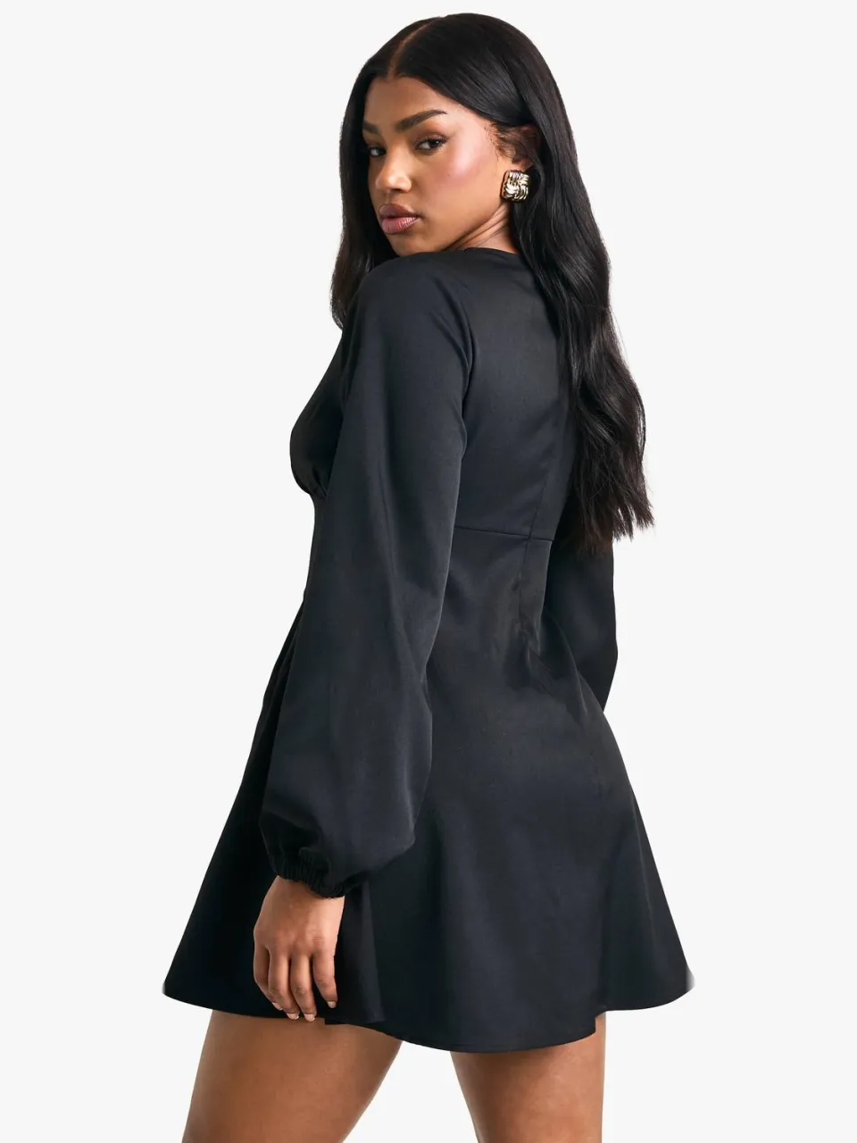 boohoo Dames Getailleerde Smock Minijurk zwart, foto 3