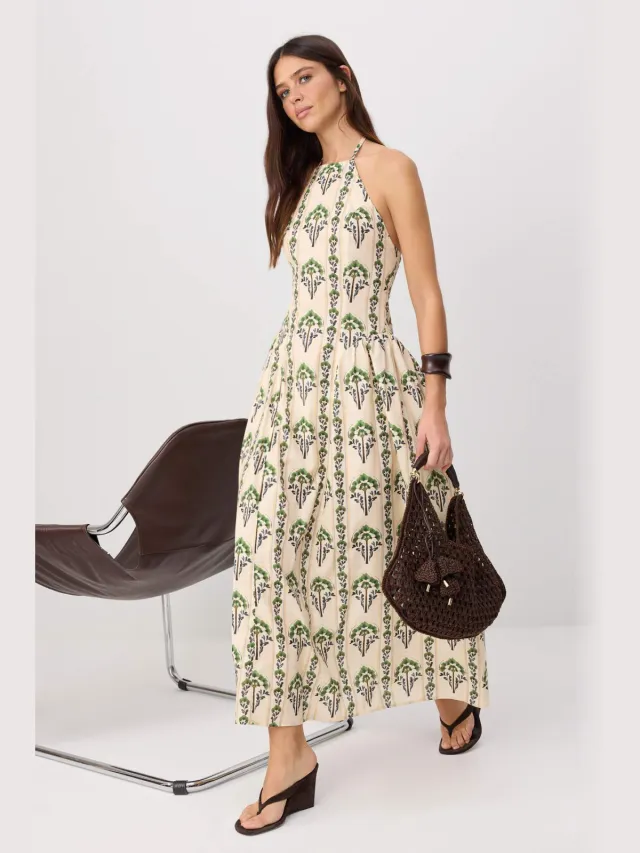 Trendyol TRENDYOLMİLLA Dames Meerkleurig Paisley Maxi Mouwloos Skater Jurken Veelkleurig