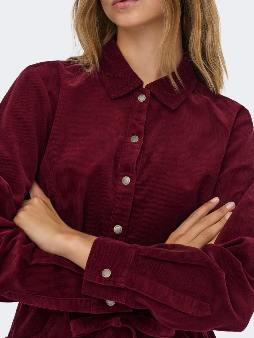Only corduroy blousejurk donkerrood, foto 4