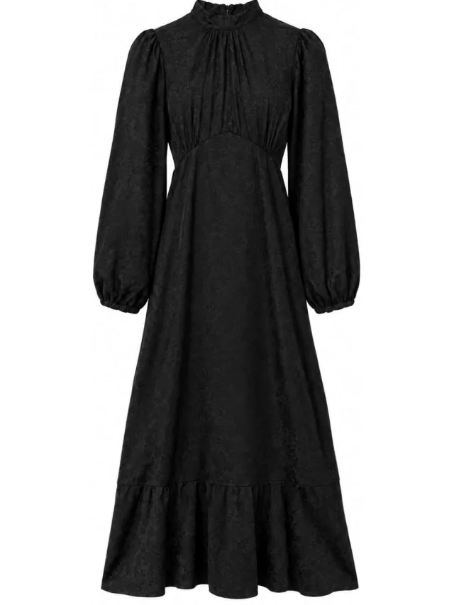 Trendyol Modest Dames Bloemen Maxi Lang Recht Modest Jurken Zwart