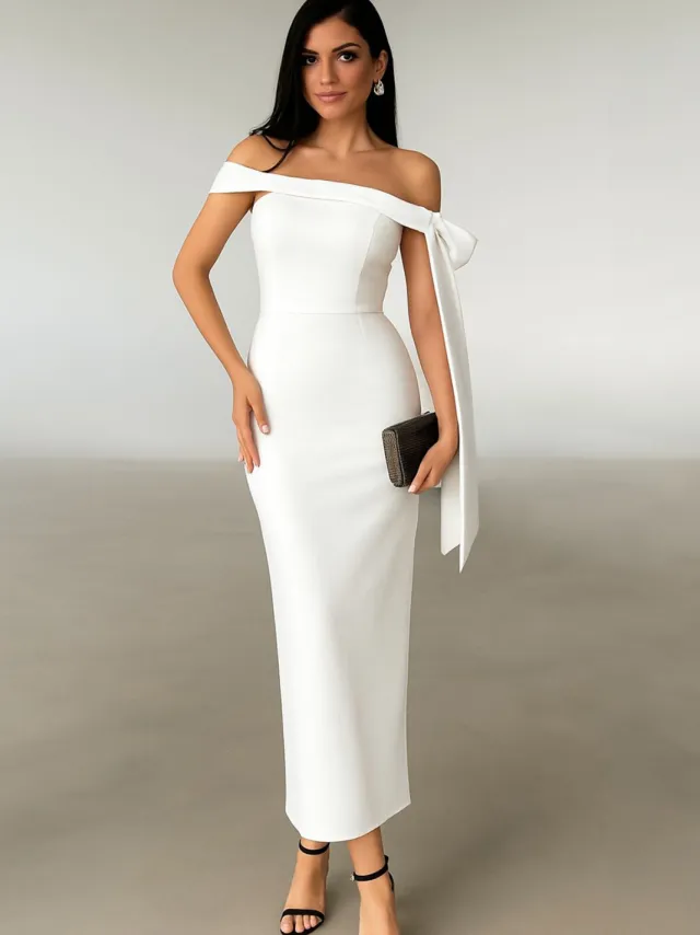 Trendyol TRENDYOLMİLLA Dames Wit Colorblock Maxi Mouwloos Stijlvol/Avond Bodycon Jurken