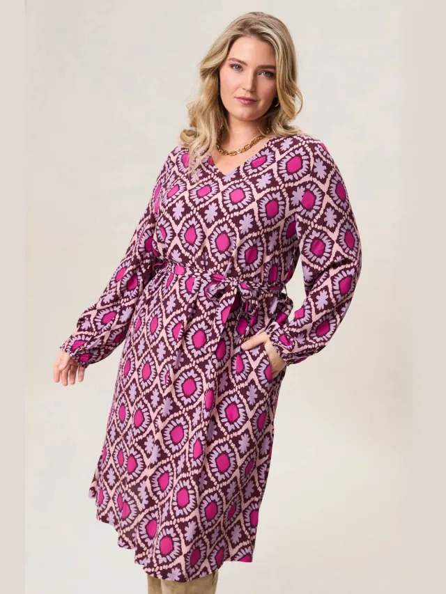 Miss Etam Plus midi jurk roze