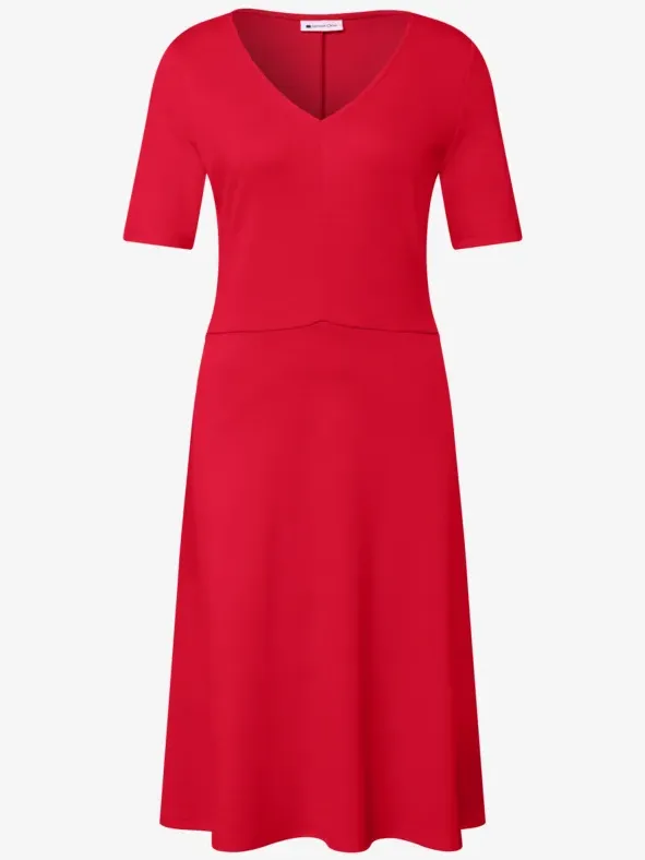 Street One Knielange jersey jurk met korte mouwen rood, foto 2