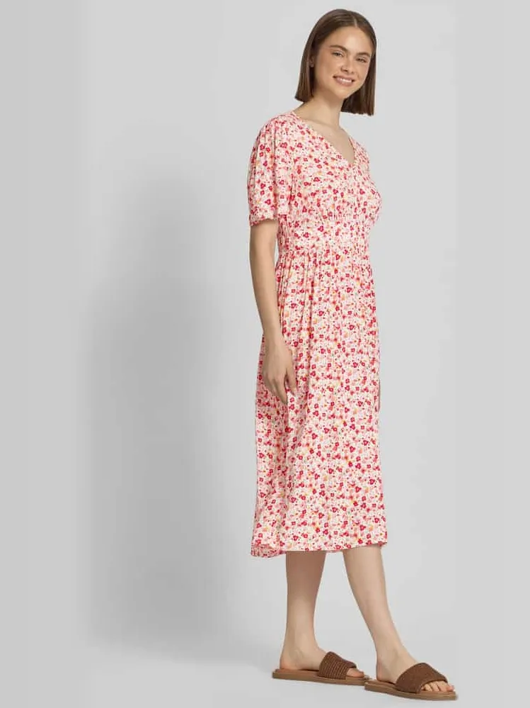 Pieces A-lijn midi-jurk van pure viscose model 'TALA' rood, foto 4