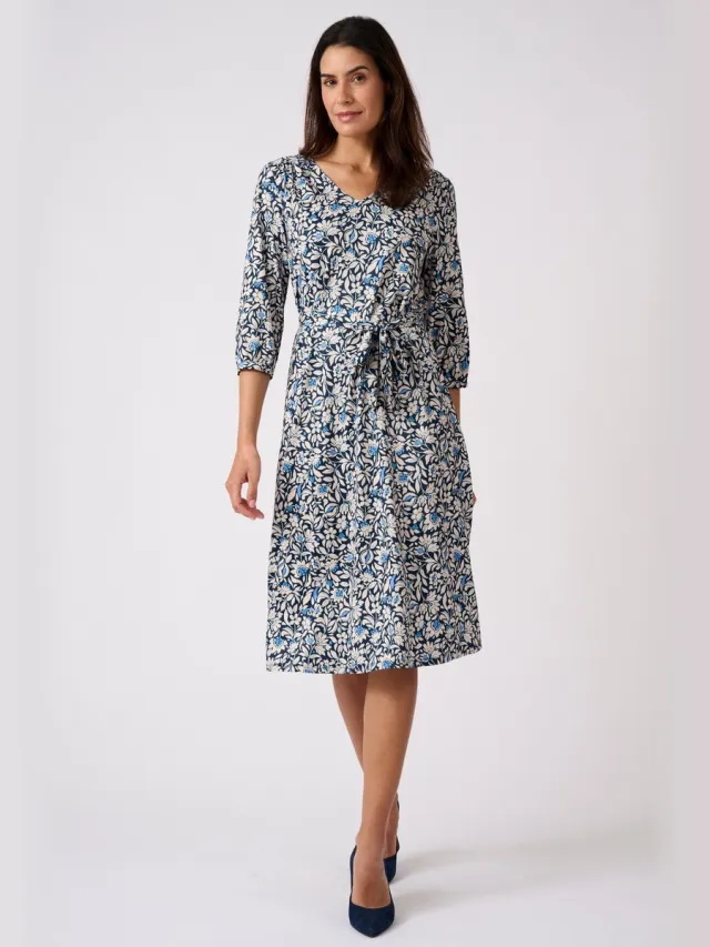 Damart Stretch crêpe gebreide jurk - Dames - Blauw